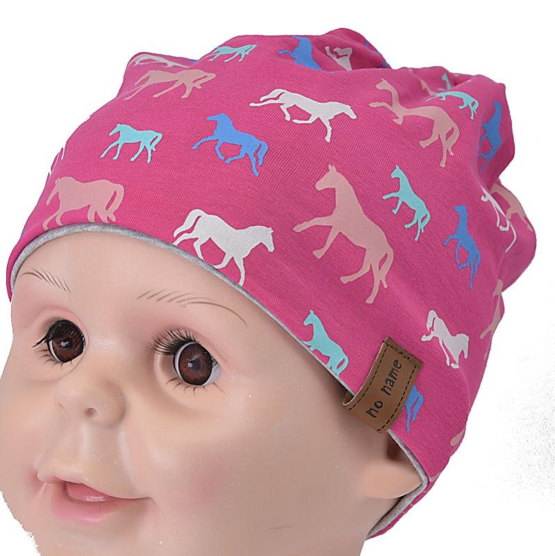 Baby Wendemütze 52-54 size Pferde pink